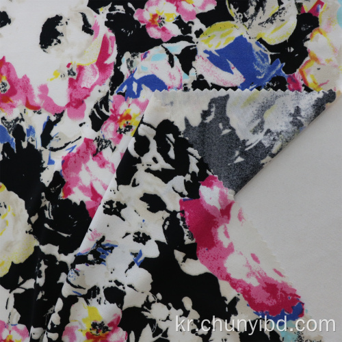 좋은 디자인 꽃 패턴 폴리 96% SP 4% 통기성 인쇄 단일 저지 직물 티셔츠/레저 마모